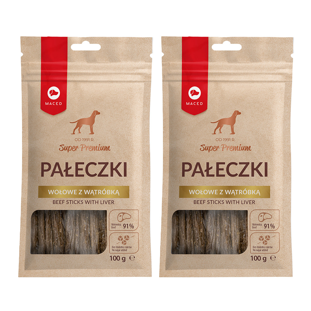 Maced Przysmak dla Psa Pałeczki Wołowe z Wątróbką 2x100g